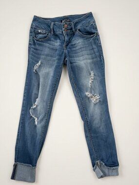 Evermore Distressed Jeans Women’s Size 1 Light Wash Ripped Straight Leg Denim